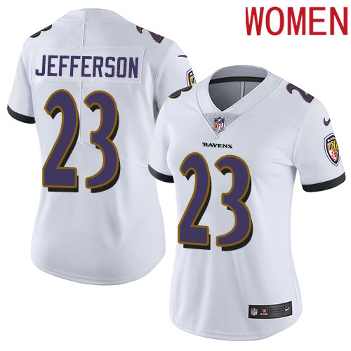 2019 Women Baltimore Ravens #23 Jefferson white Nike Vapor Untouchable Limited NFL Jersey->women nfl jersey->Women Jersey